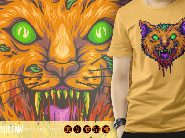 Scary monster head cat svg t shirt template vector