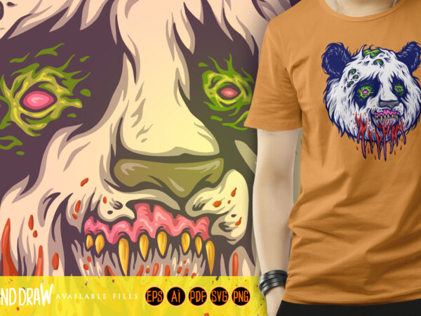 Scary panda head monster svg t shirt template vector