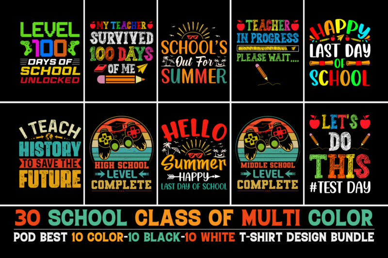 School Colorful T-Shirt Design Bundle