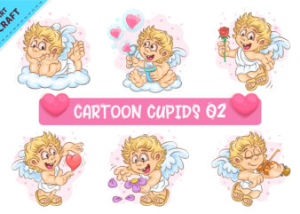 Set of Cartoon Cupid 02. Clipart.