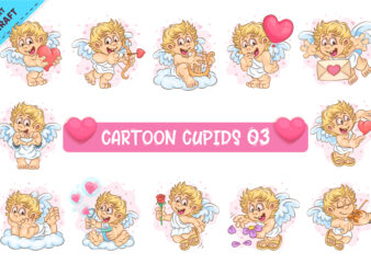 Bundle Cartoon Cupid 03. Clipart.