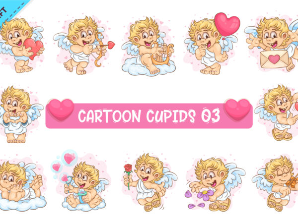 Bundle cartoon cupid 03. clipart. t shirt template