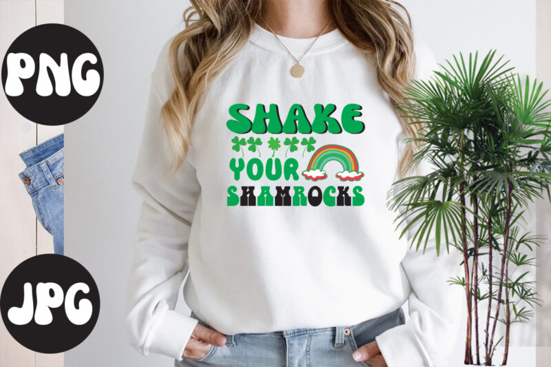 Shake Your Shamrocks Retro design, Shake Your Shamrocks SVG design, Shake Your Shamrocks, St Patrick's Day Bundle,St Patrick's Day SVG Bundle,Feelin Lucky PNG, Lucky Png, Lucky Vibes, Retro Smiley Face,
