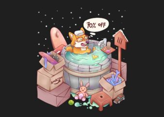 Shopaholics T shirt design concept artwork, Funny animal cartoon t-shirt Design illustration, Tshirt design PNG