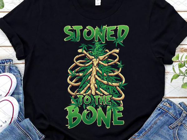 Skeleton ribcage weed stoned to the bone 420 pot head stoner nl t shirt template vector