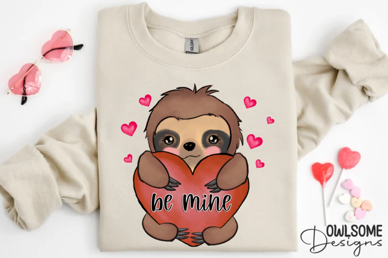 Sloth Be Mine Valentine PNG