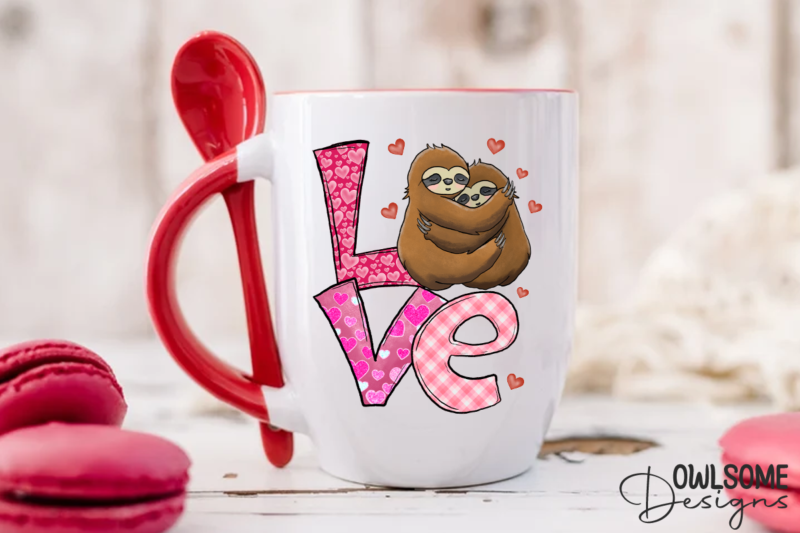 Sloth Love Valentine PNG Sublimation