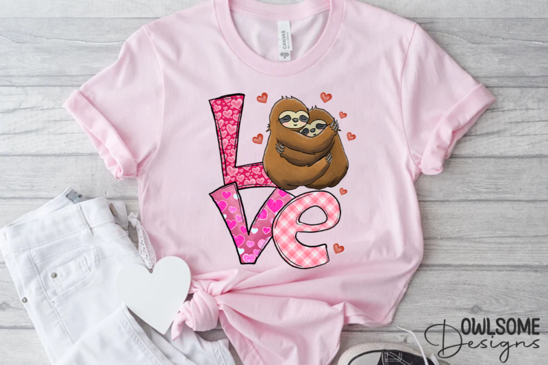 Sloth Love Valentine PNG Sublimation