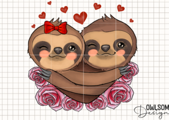 Sloth Love Valentine PNG Sublimation