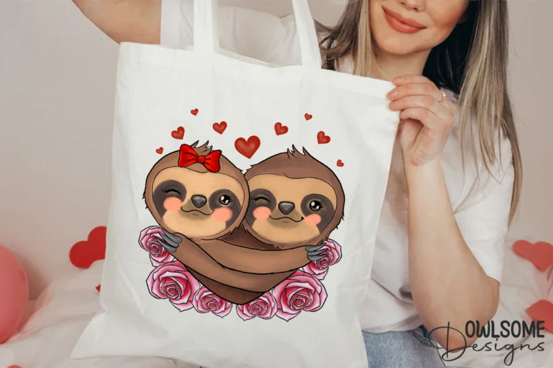 Sloth Love Valentine PNG Sublimation