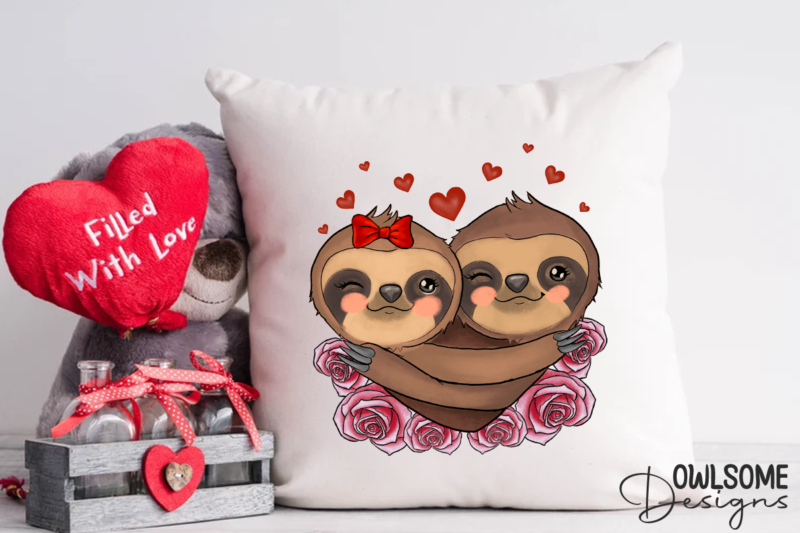 Sloth Love Valentine PNG Sublimation