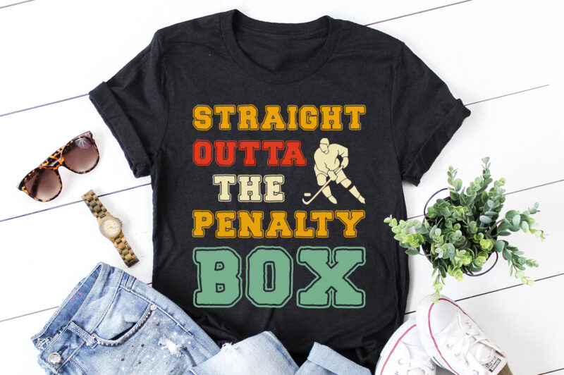 Straight Outta The Penalty Box Ice Hockey T-Shirt Design