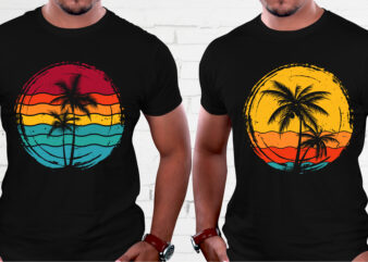 Summer Beach Retro Vintage Sunset T-Shirt Graphic