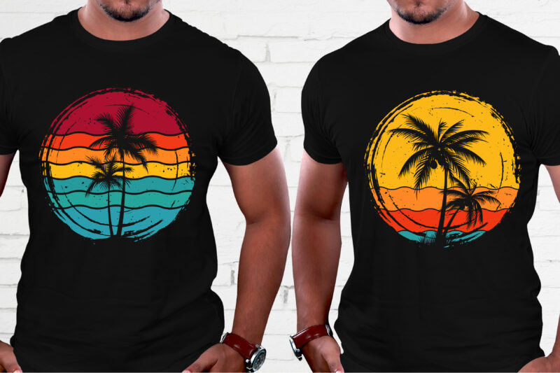 Summer Beach Retro Vintage Sunset T-Shirt Graphic