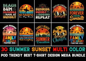 Summer Sunset T-Shirt Design Bundle