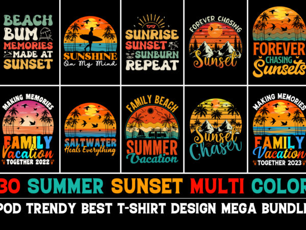 Summer sunset t-shirt design bundle