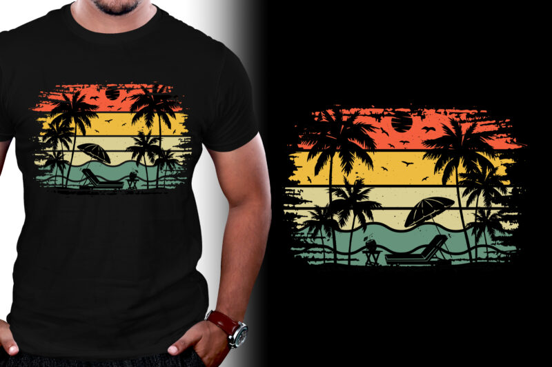 Sunset Retro Vintage T-Shirt Design Graphic