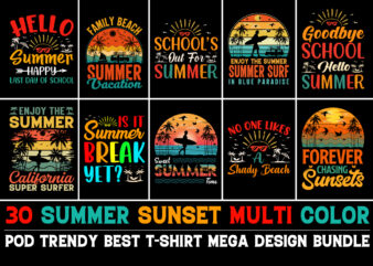Summer Vacation T-Shirt Design Bundle
