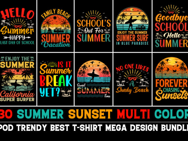 Summer vacation t-shirt design bundle