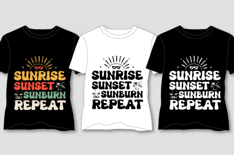 Summer Sunset T-Shirt Design Bundle