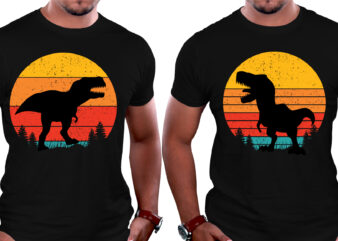 Sunset Colorful Dinosaur T-Shirt Graphic