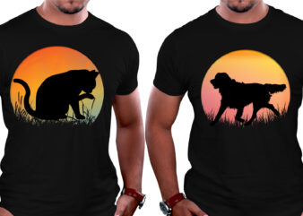 Sunset Colorful Dog Cat T-Shirt Graphic