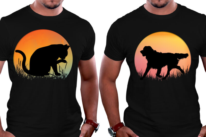 Sunset Colorful Dog Cat T-Shirt Graphic