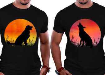 Sunset Colorful Dog T-Shirt Graphic