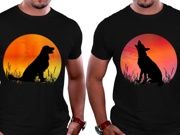 Sunset colorful dog t-shirt graphic