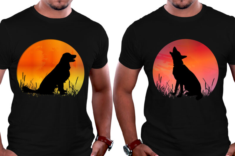 Sunset Colorful Dog T-Shirt Graphic