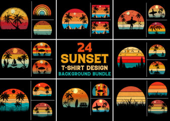 Sunset Colorful T-Shirt Background Bundle