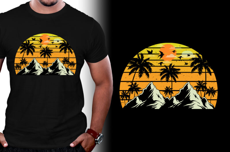 Sunset Retro Vintage T-Shirt Design Graphic