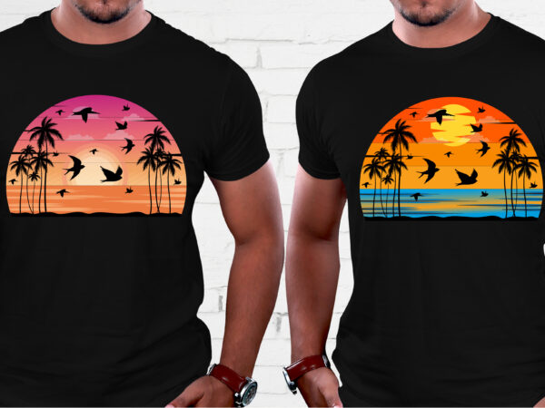 Sunset colorful t-shirt design graphic