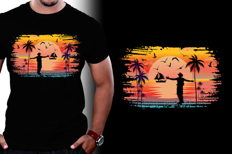 Retro Vintage Sunset T-Shirt Graphic Bundle