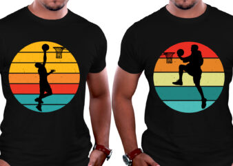 Sunset Retro Vintage Basketball T-Shirt Graphic