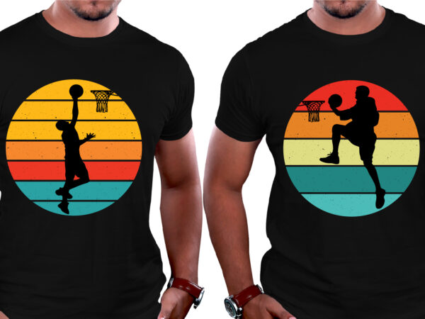 Sunset retro vintage basketball t-shirt graphic