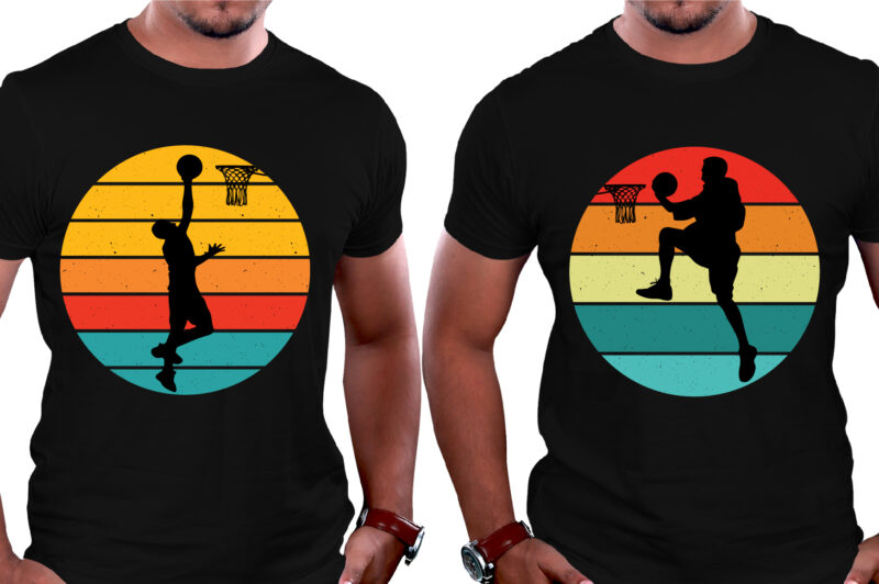 Sunset Retro Vintage Basketball T-Shirt Graphic