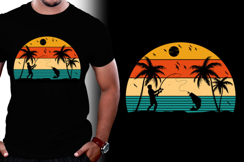 Retro Vintage Sunset T-Shirt Graphic Bundle