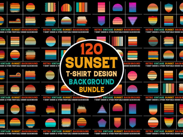 Sunset retro vintage grunge background bundle for t-shirt design