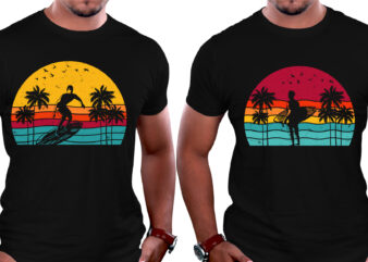 Sunset Retro Vintage Surfing T-Shirt Graphic