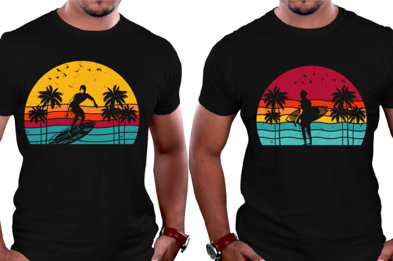 Sunset Retro Vintage Surfing T-Shirt Graphic