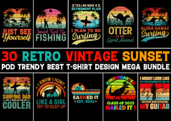 Sunset Retro Vintage T-Shirt Design Bundle