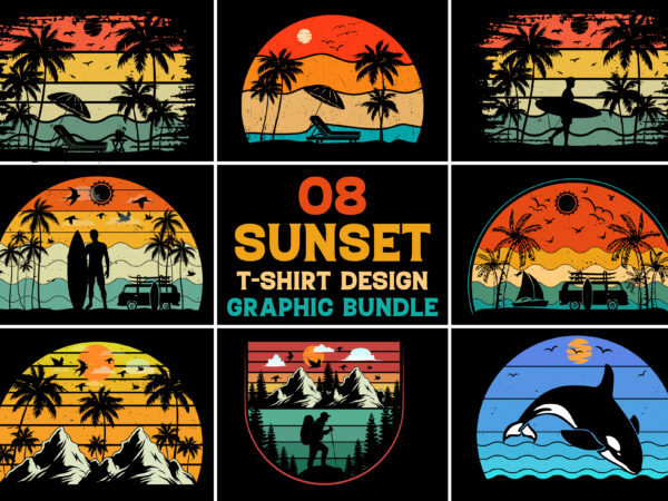 Sunset retro vintage t-shirt design graphic