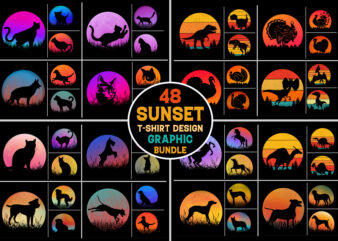 Sunset Retro Vintage T-Shirt Design Graphic Vector Bundle