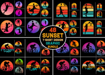 Sunset Retro Vintage T-Shirt Graphic Bundle