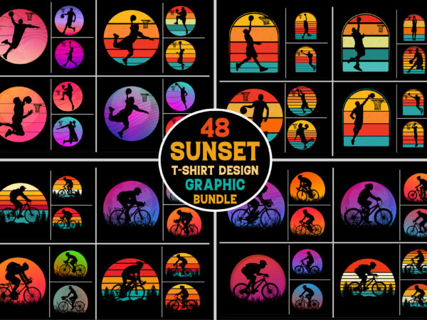 Sunset retro vintage t-shirt graphic bundle