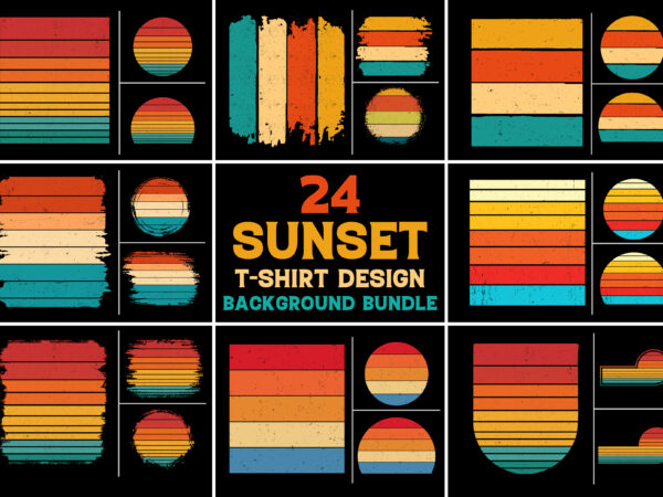 Sunset retro vintage bundle for t-shirt design
