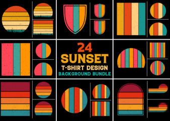 Sunset Retro Vintage Grunge Background Bundle for T-Shirt Design