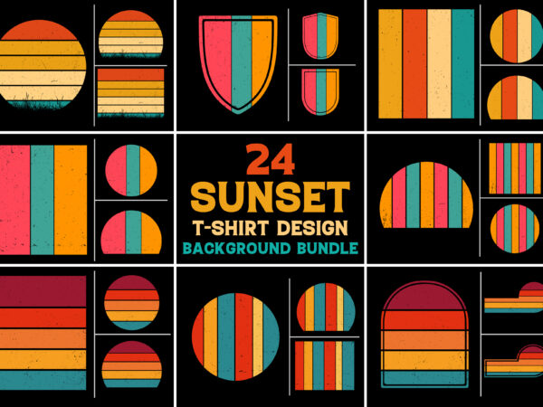 Sunset retro vintage grunge background bundle for t-shirt design