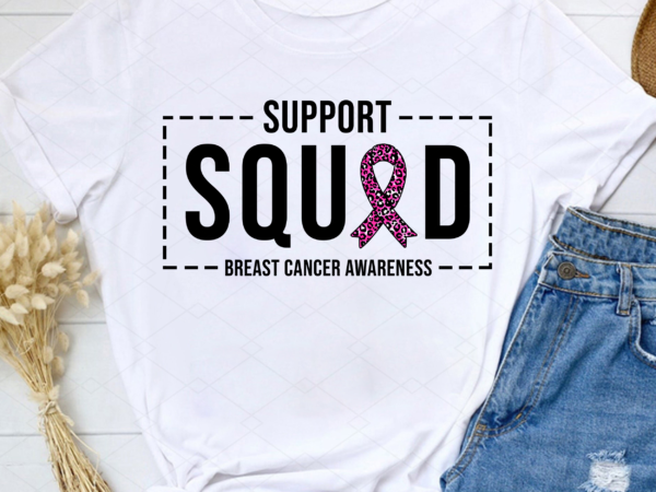 Support cancer squad breast cancer awareness ribbon nc t shirt template vector